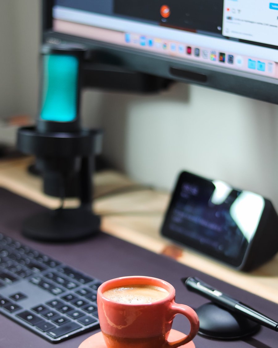 The desk setup in the shaman's own therapy room